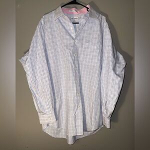 Paul Fredrick Non-Iron Two-Ply Cotton Pinpoint Checkered Button Up Dress Shirt